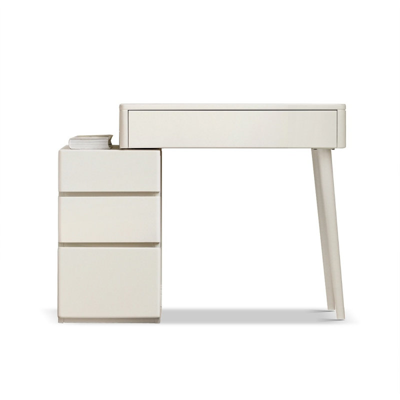 Commode blanche 80 po Liriodendron Chinense - Bureau de rangement compact avec tiroirs pour accessoires (sans miroir)