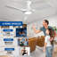 Ventilateur de plafond encastré à profil bas, blanc, 3 pales, 42 pouces, avec éclairage et télécommande ; ventilateur intérieur/extérieur à intensité variable avec télécommande et moteur CC silencieux et minuterie.-750143512-750143513-750143517
