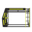 Lit superposé double avec bureau, lumière DEL et station de charge USB, structure de lit mezzanine en bois avec 2 tablettes de rangement-2134125294