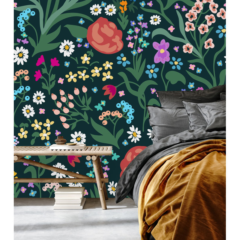 Floral Wall Mural, 8.33' W x 8.33' L