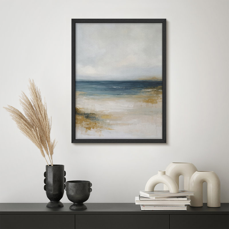 Reproduction d'art encadrée abstraite pour décoration intérieure moderne, H 14 po x l 11 po, Naturel