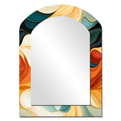 Multicolore Electic Waves Art - grand miroir mural éclectique de forme unique, miroir unique Boho Freeform, impression sur métal