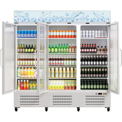 Commercial Beverage Refrigerator, 54.3 Cu.Ft. 3 Glass Door Display Refrigerator with 360 Circulation Cooling, Frost-Free, Soft LED Light, Adjustable on Fridge.com