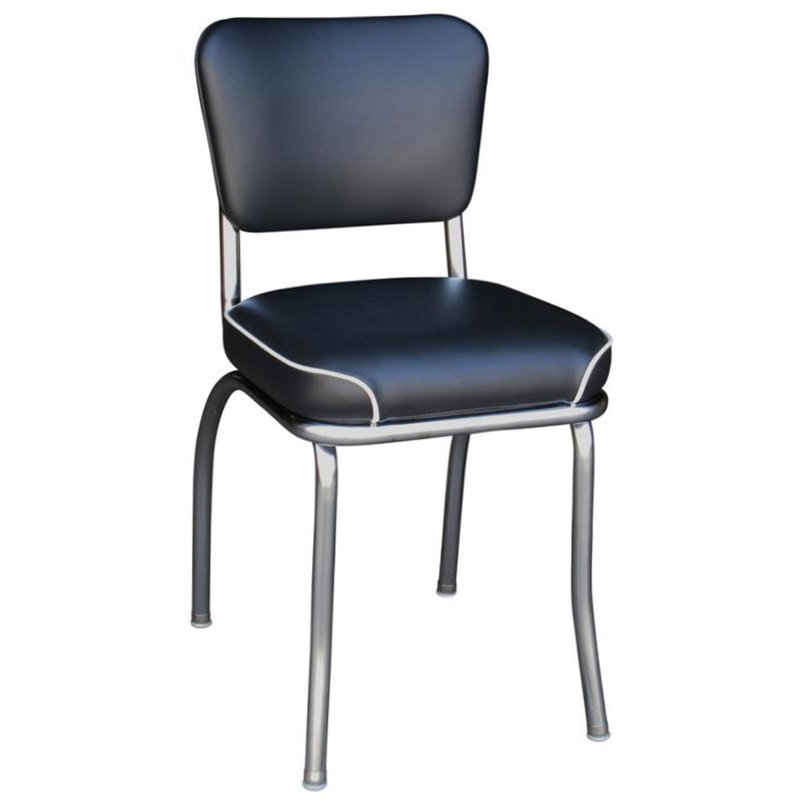 Retro Home 20'' H Tufted Upholstered Metal Side Chair, Black