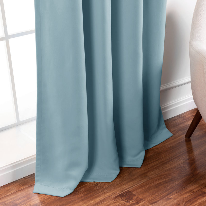 Adina Sevan Solid Thermal Grommet Curtain Panels, 52"W x 84"L, Ocean