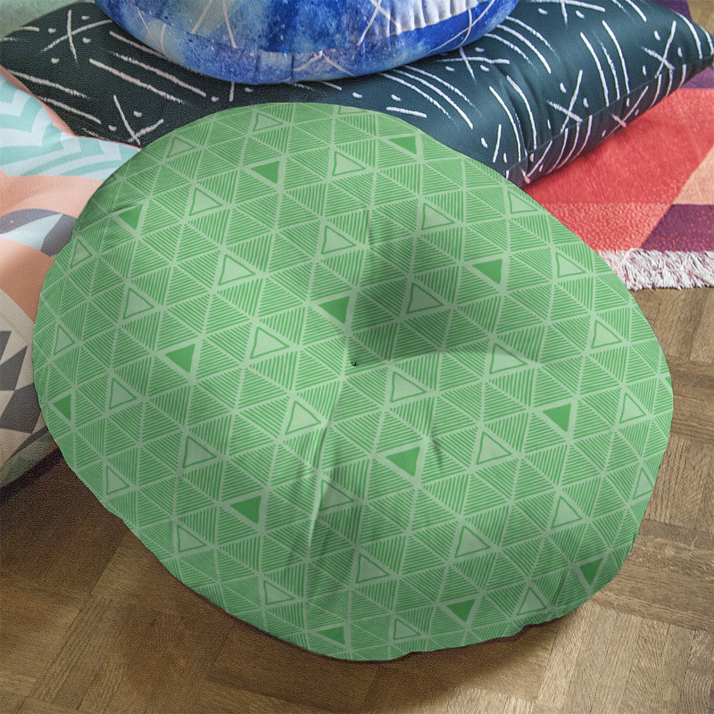 Coussin de sol classique à motif de triangles dessinés à la main, 30 po x 30 po, Vert