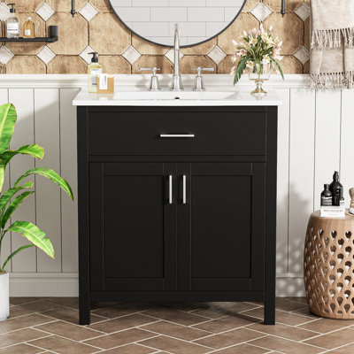 Meuble-lavabo de 30 pouces avec lavabo et rangement en céramique