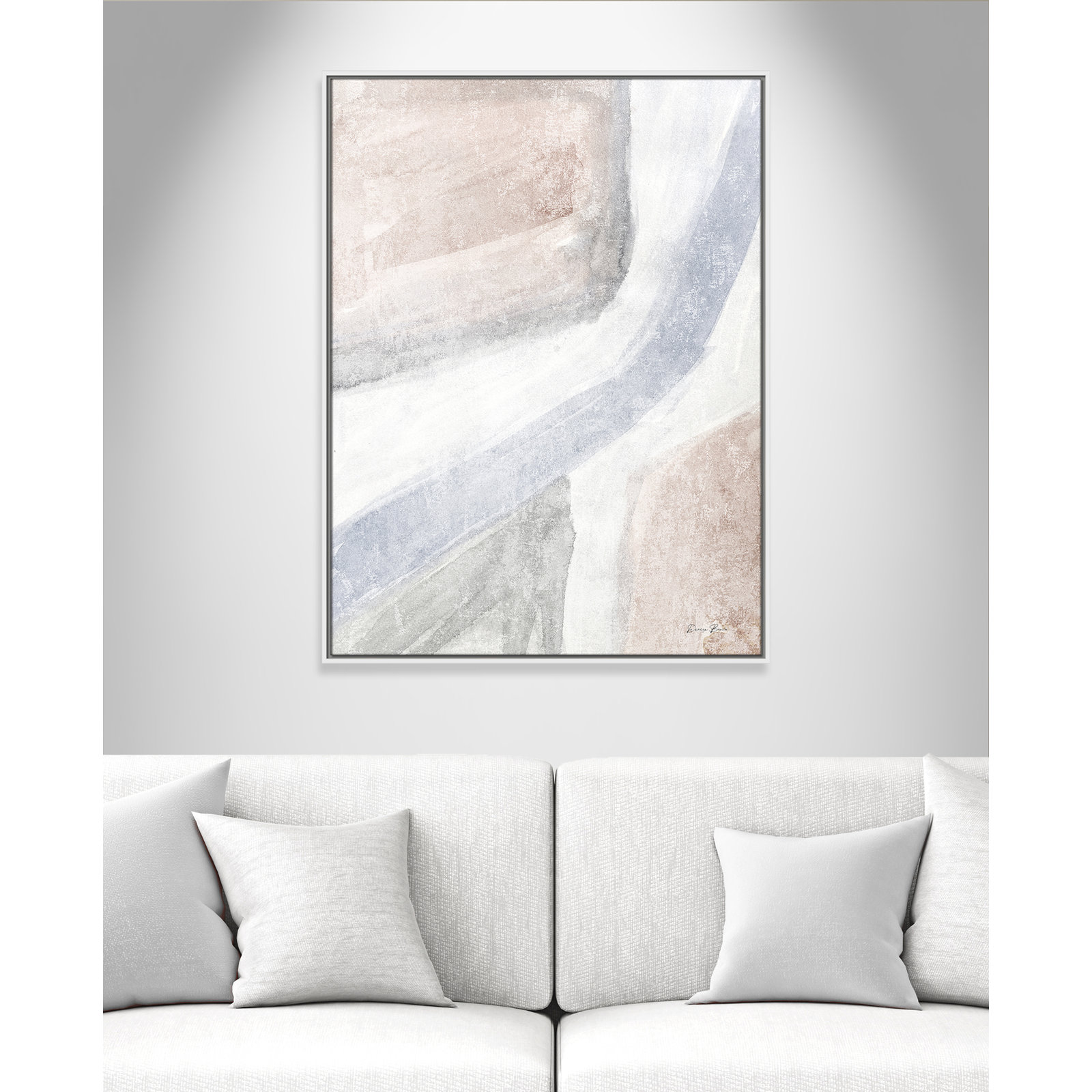 Helmsford "Soften 1" Painting, 41.5" H x 31.5" W x 2" D, White