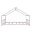 Lit plateforme double pour chambre d'enfant, structure de maison blanche en bois massif avec conception de maisonnette