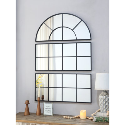 Grand miroir mural arqué 30 "x 45" avec trois sections séparées