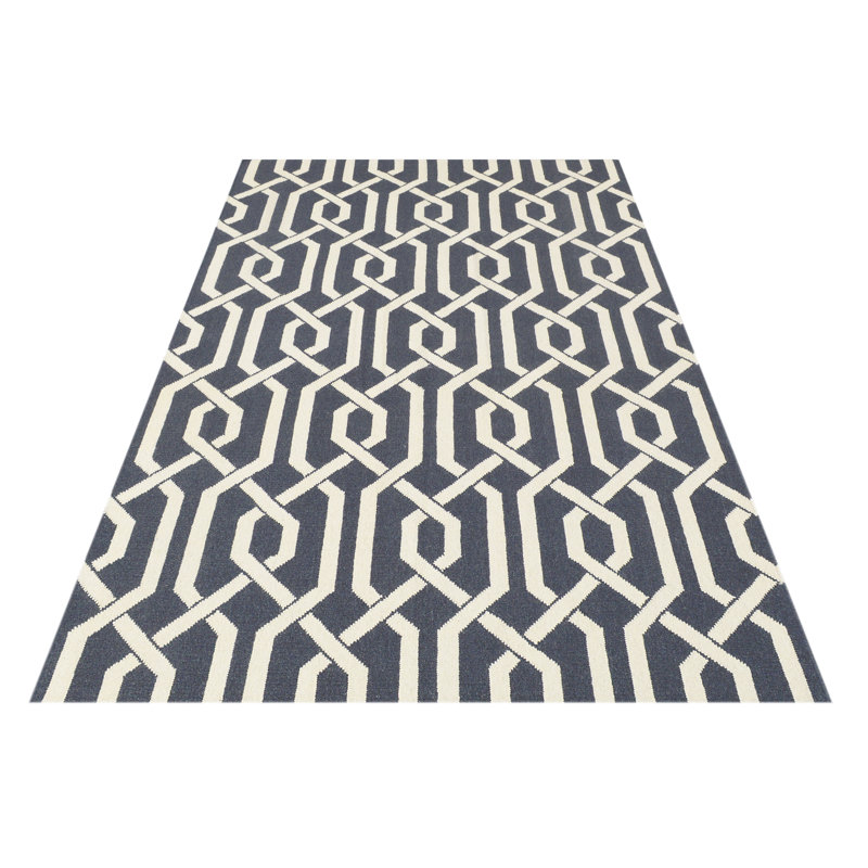 Geometric Wool Hand Woven Area Rug, Rectangle 120 x 180cm