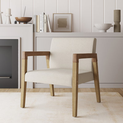 Natural Flax Upholstered Accent Armchair