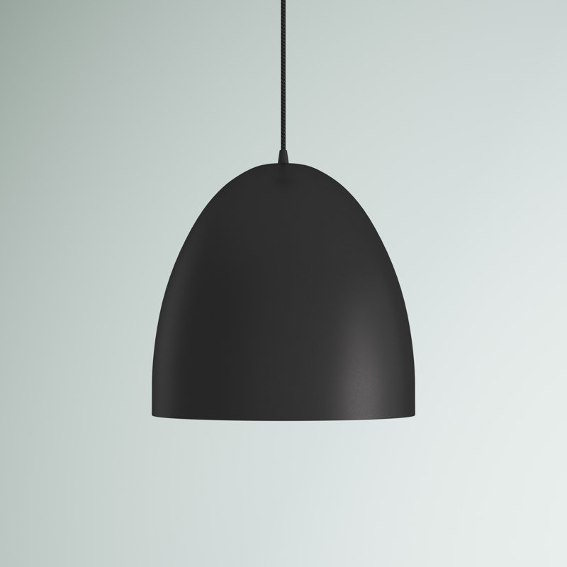 Luminaire suspendu 1 lumière Havertown Dome, H 13,5 po x l 9,5 po x P 9,5 po, Noir mat, Noir
