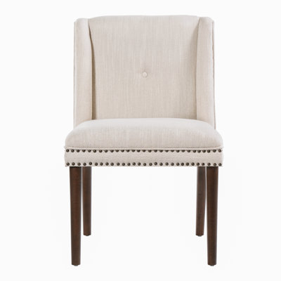 Sturdy Upholstered Dining Chairs Rubber Wood Modern Rivet Kitchen