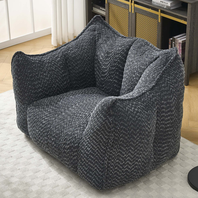Chaises confortables paresseuses carrées avec mousse très résistante, Chenille noire