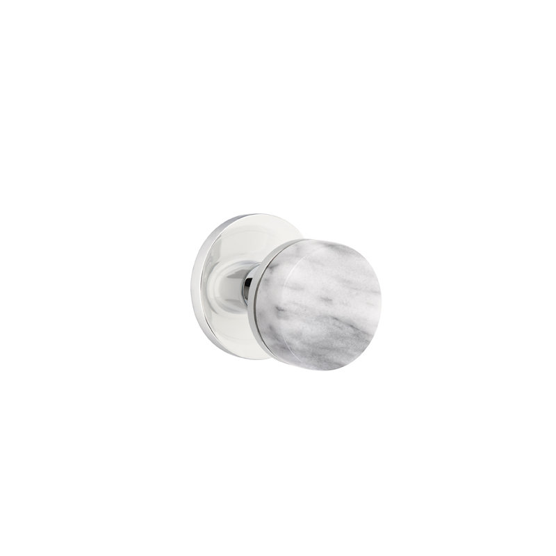 Select Round Knob with Round Rosette, Polished Chrome