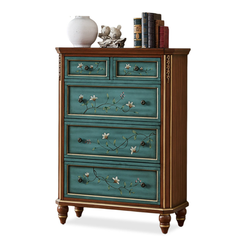 Blue Solid Wood Accent Cabinet