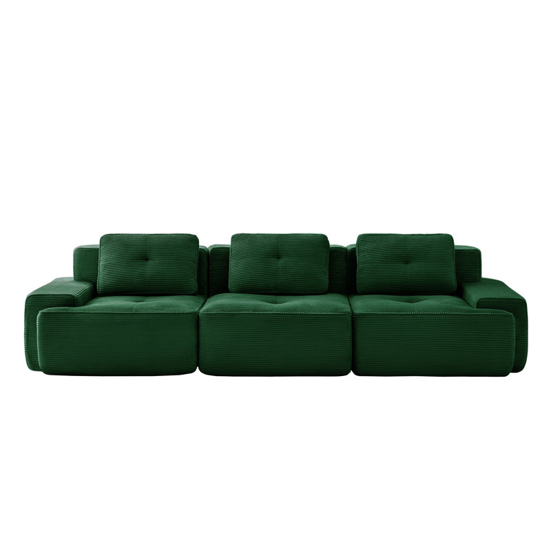 Canapé d'angle modulaire moderne pour salon, canapé trois places surdimensionné avec assise profonde, design capitonné, fixation par boucles, aucun assemblage requis, surface antidérapante, idéal pour le salon, les espaces de détente et la chambre.