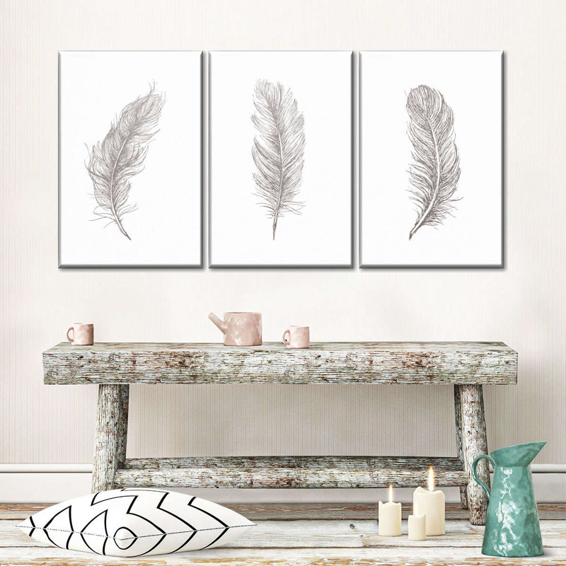 «Simple Feathers», reproduction sur toile, H 36 po x l 74 po