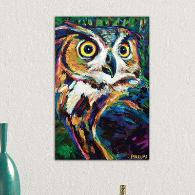 Great Horned Owl by Robert Phelps - Wrapped Canvas Painting