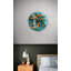 Horloge murale en verre trempé - arbre de vie sarcelle orange, art moderne, grande montre ronde silencieuse pour salon, cadeau unique inspiré de la nature-2059704801-2059704802