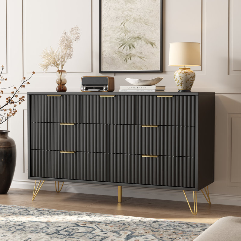 Commode 7 tiroirs Mordern, Noir