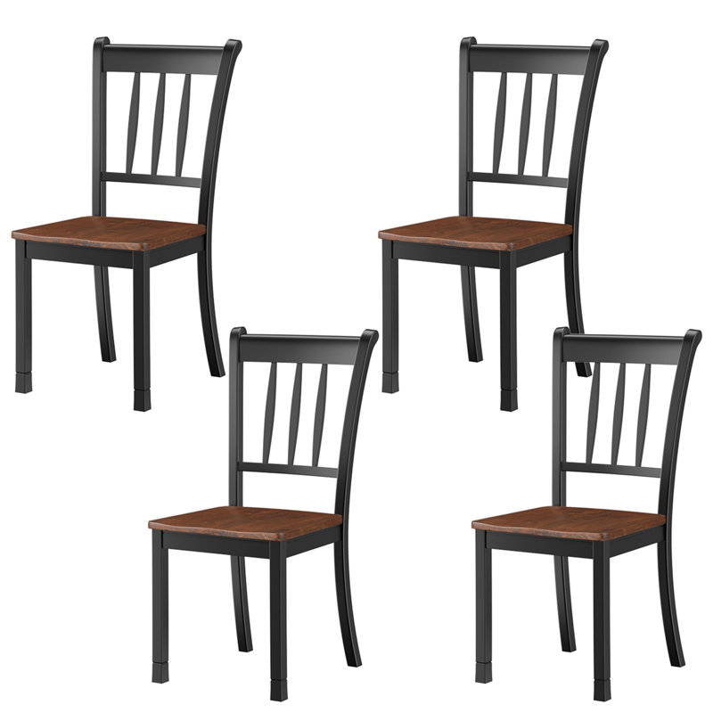 Chaise d'appoint à dossier à lattes en bois massif noir, 4