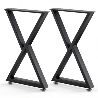 Heavy Duty Z-Shape Metal Table Legs Set Of 2 With Adjustable Feet - 28 Inch Height 18 Inch Width For Dining Table, Kitchen Table, Office Desk Replacement Base, Supports 1000 LBS Load