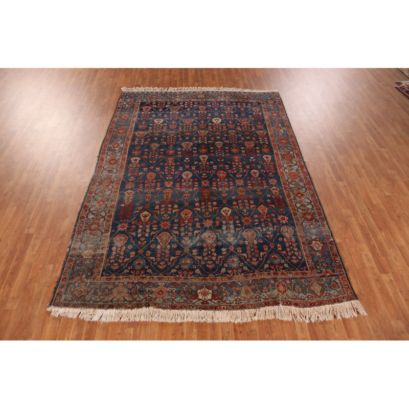 Tapis traditionnel pré-1900 à teinture végétale 7 x 10