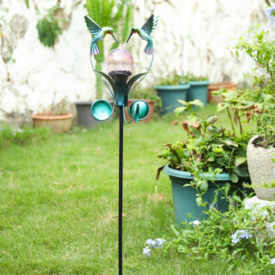 Wind Spinner Solar Lights Outdoor Metal Garden Stake Decor