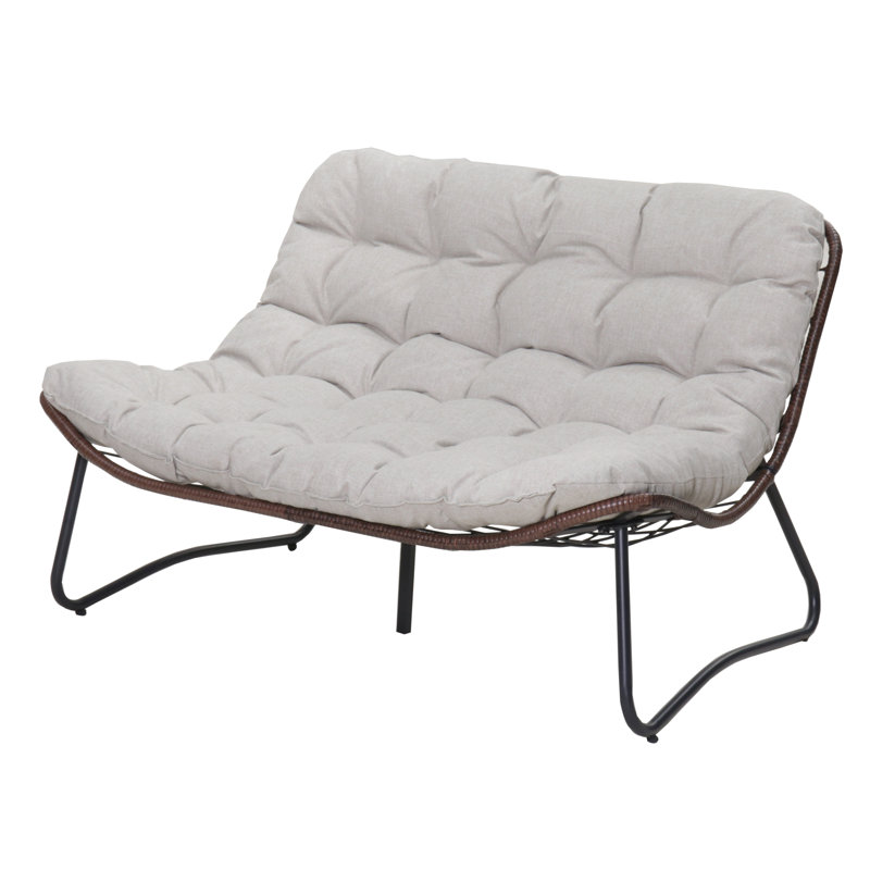 Patio Loveseat Sofa, Outdoor Wicker Loveseat With Luxury Thick Cushion, All-Weather Patio Furniture Set, Outdoor Glider Bench For Garden Balcony Backyard
