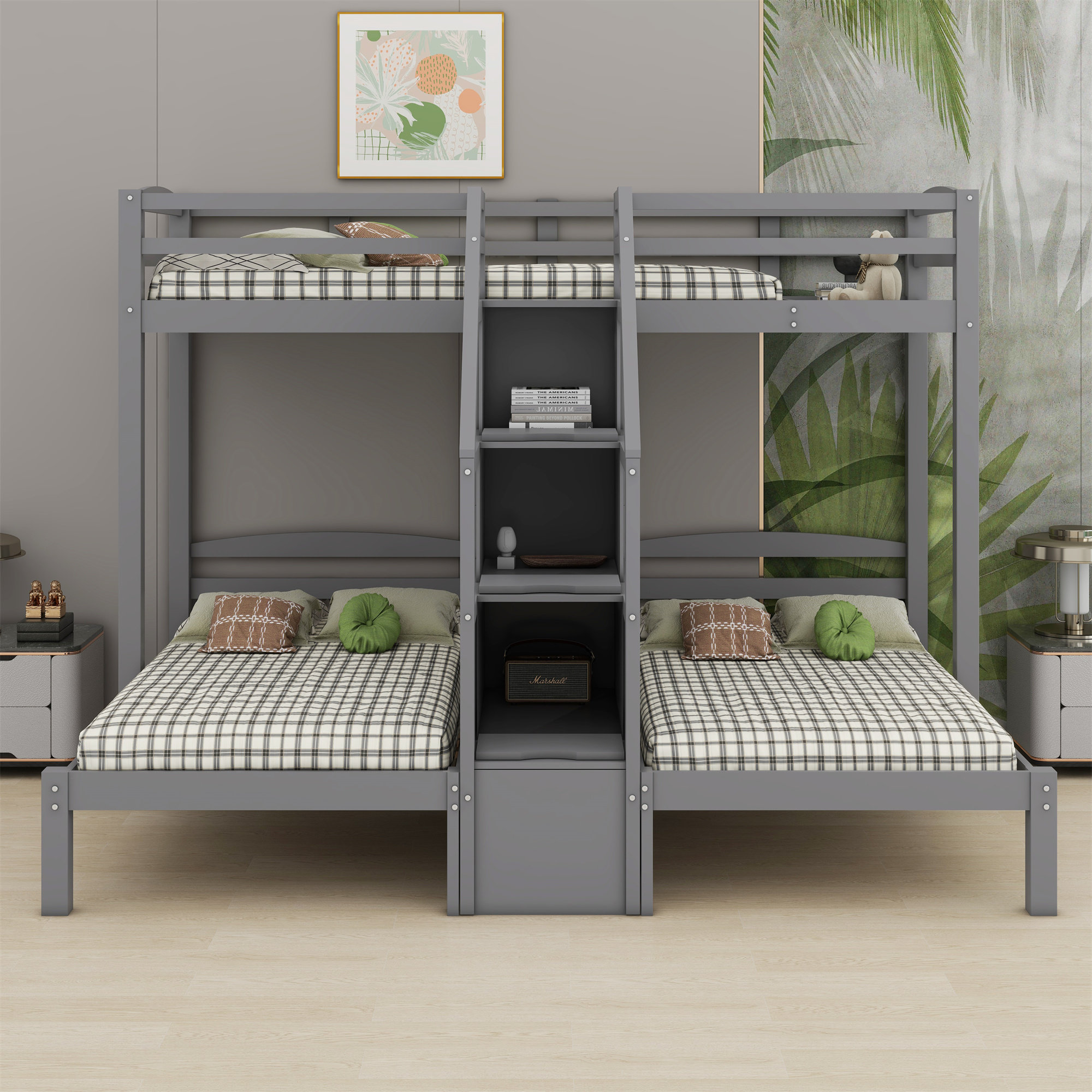 Harriet Bee Bunk Bed With Built-In Staircase And Storage Drawer | Wayfair