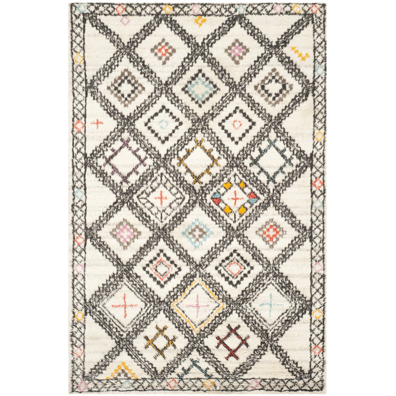 Jaynes Geometric Wool Hand Woven Area Rug, Rectangle 183 x 274 cm