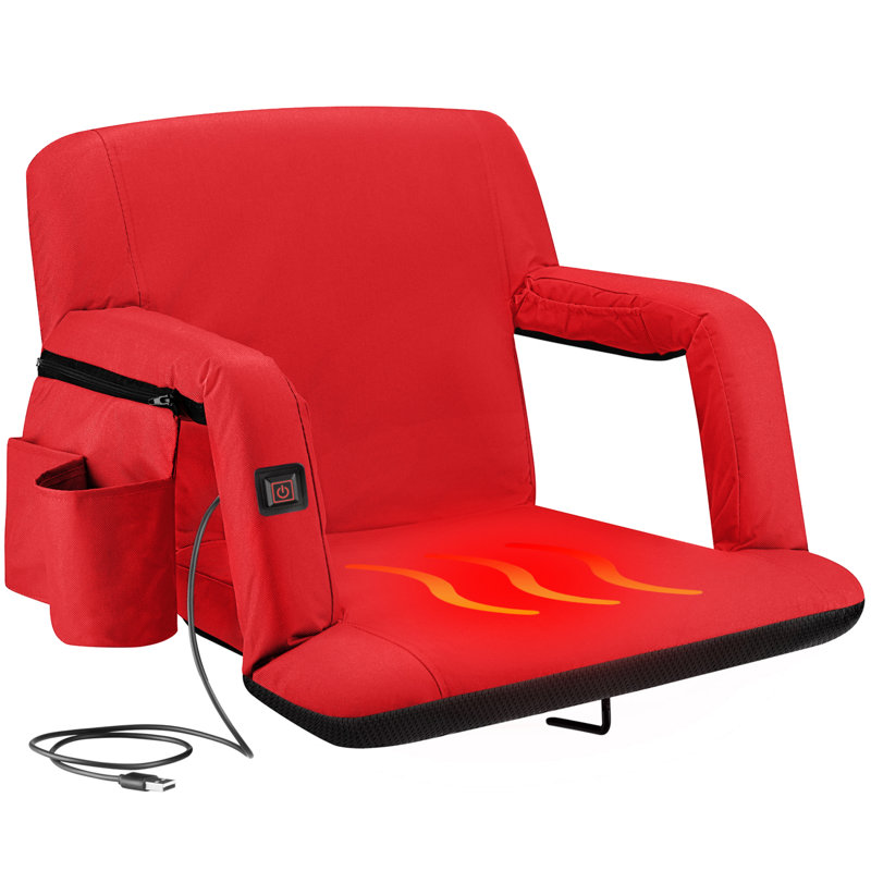 Siège inclinable chauffant Alpcour - siège pliable imperméable avec rembourrage épais et dossier, Rouge