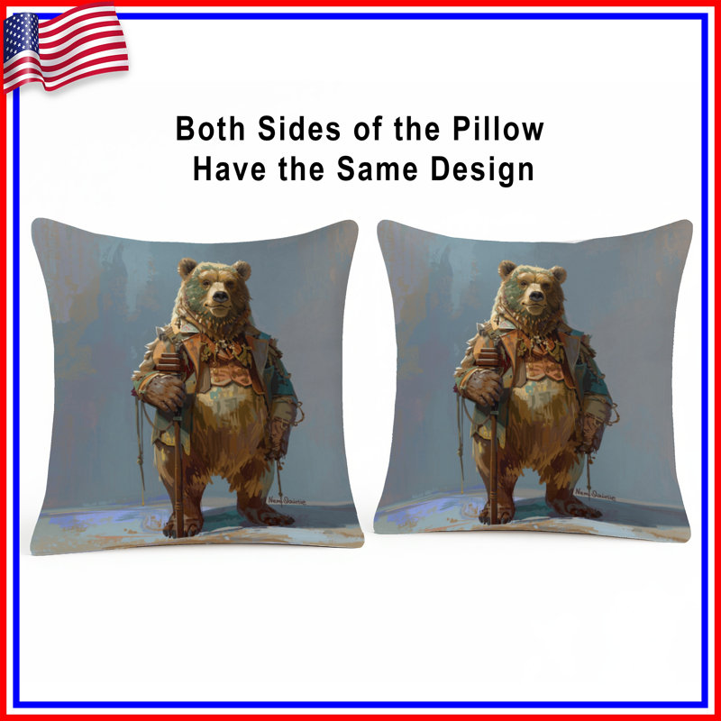 Coussin Bear, 16 x 16 inches