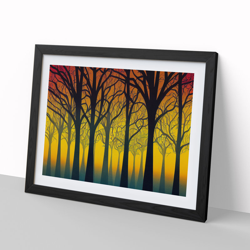 Decorated Forest - Single Picture Frame Print, 46cm H x 64cm W x 2cm D, Black Framed