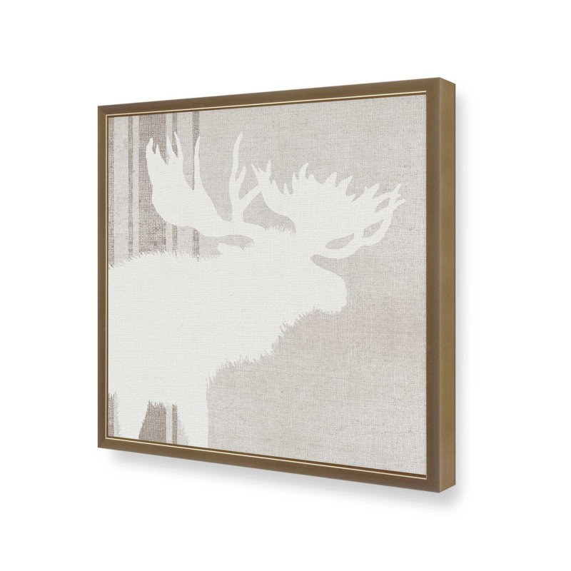 «Antlered Silhouette III», reproduction sur toile, H 21,75 po x l 21,75 po, Cadre ouvert à coins ouverts, or brossé