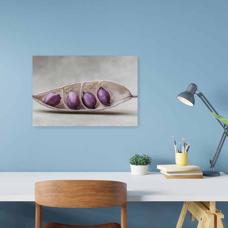 Purple Pod Harmony Delicate Elegant Organic Nature Plant Wall Art Print 1 Piece Wrapped Canvas Wall Art