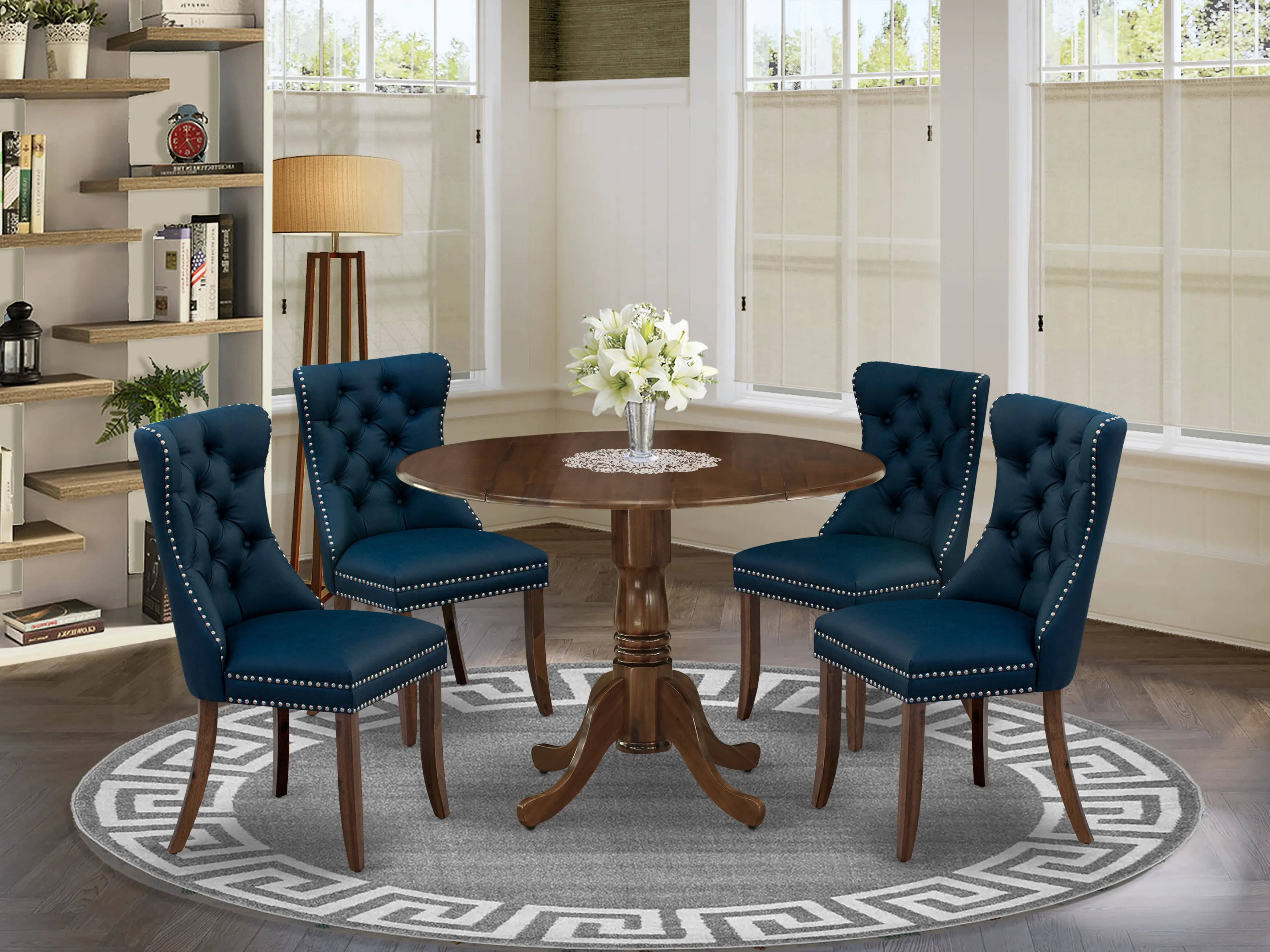Alcott Hill 5 Pc Dining Set - Round Kitchen Table with Dropleaf and 4 ...