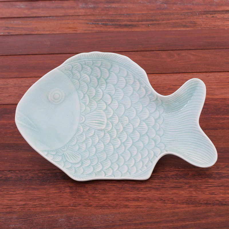 Plat de service à poisson Cyrus Ping, Turquoise