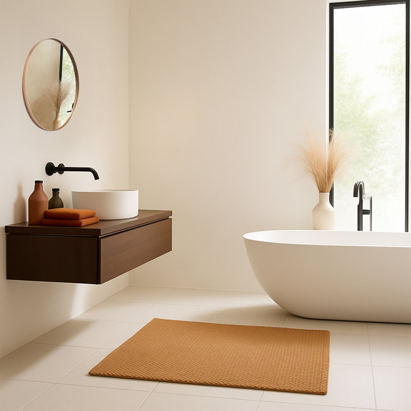 Mood Premium Round Bathroom Mirror Framed Wall Mounted, Circle Frame Modern & Stylish, 60 cm H x 60 cm W, Satin Gold