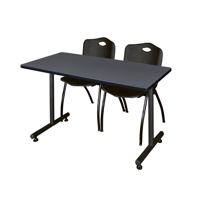 Table de formation en T Nick Nick, chaises empilables 2 M, Noir, Gris, H 29 po x L 60 po x l 30 po