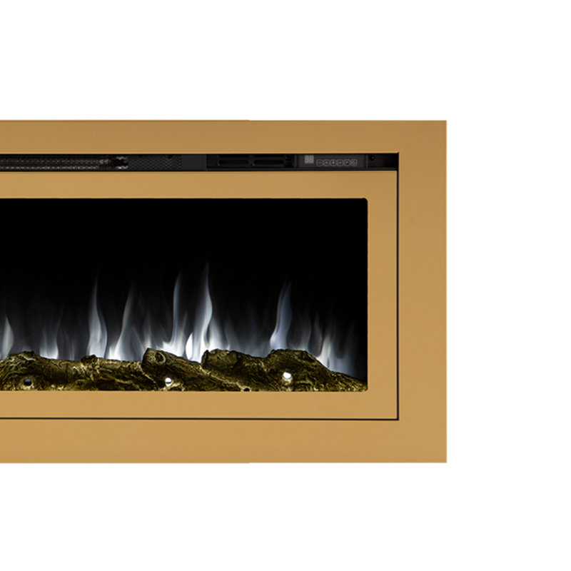 The Sideline Deluxe Gold Smart Electric Fireplace, 21.5" H x 50" W x 5.5" D