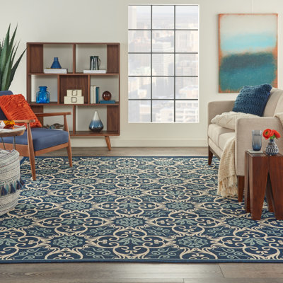 Machine-Woven Stain Resistant Floral Area Rug