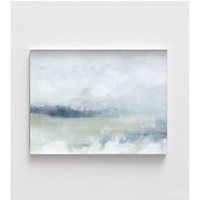 «Breezy Vista II» par June Erica Vess, impression d'aquarelle douce et abstraite, très grande aquarelle bleue, décoration murale de bureau abstrait