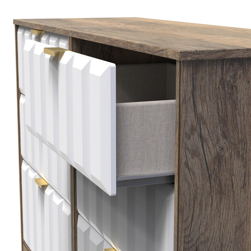 Besian 115cm W 6 - Drawer Chest of Drawers, White Matt/Vintage Oak