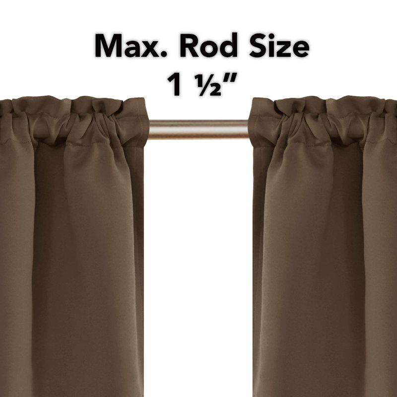 Rod Pocket Light Blocking Kitchen Valances for Window, 1 Panel, Brown, 42" W x 18" L