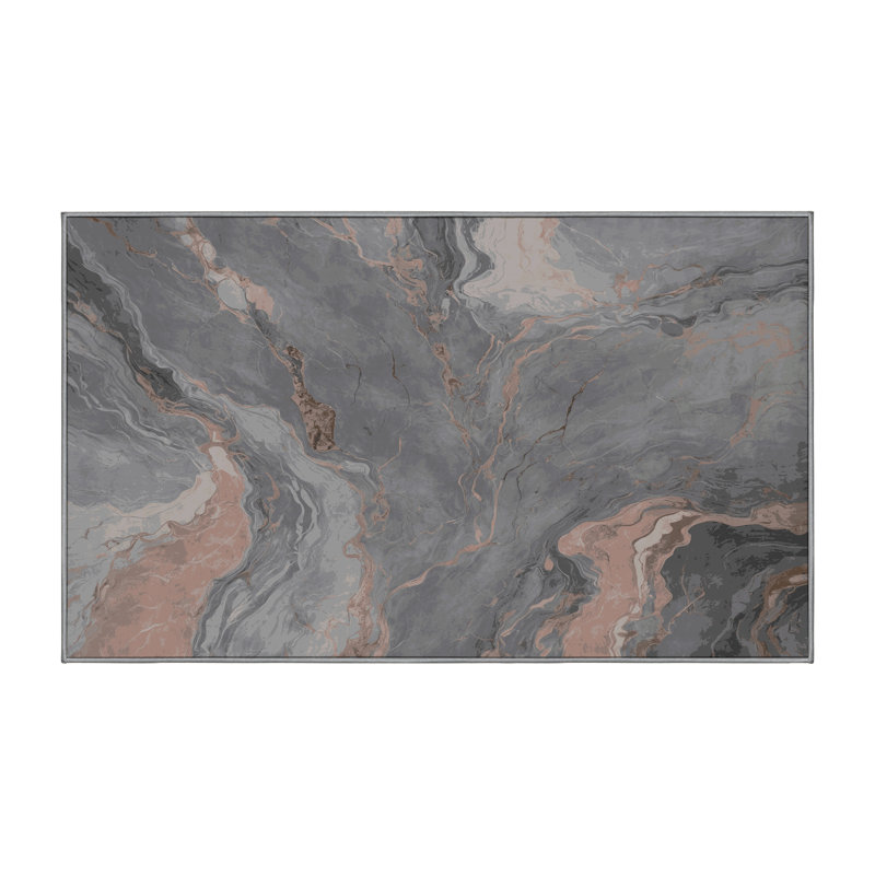 Machine Washable Gray Area Rug, Rectangle 2' x 3'