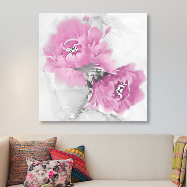 «Flower Bloom in Pink I» par Jesse Stevens, reproduction sur toile tendue sur châssis, H 16 po x l 16 po x P 1 po, Blanc