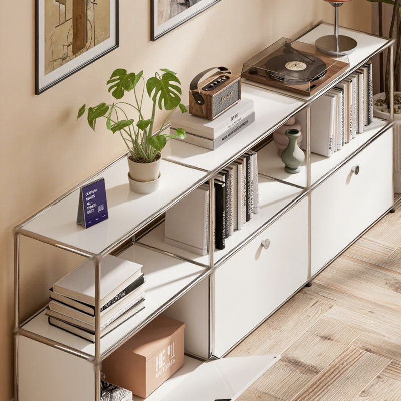 Modular Steel Accent Storage Cabinet With Adjustable Shelves, White